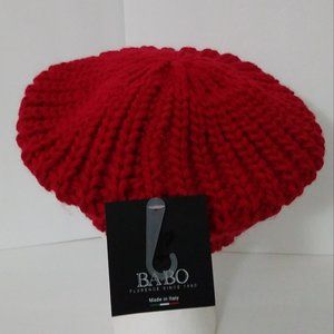 Lightweight Crochet Knitted Style Red Beret Hat for Women